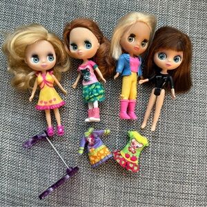 Littlest Pet Shop LPS Blythe 4 Dolls Lot + Polly Pocket Clothing Extras!